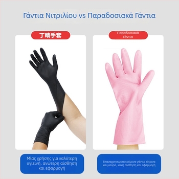 Μαύρα γάντια νιτριλίου μίας χρήσης, αντιολισθητικά, 0,10 mm, μήκος 29 εκ, χρώμα κατά παραγγελία, για βιομηχανική χρήση