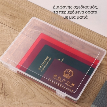Διάφανη μεγάλη θήκη αποθήκευσης αρχείων με καπάκι για έγγραφα A4 – πολυλειτουργικός οργανωτής