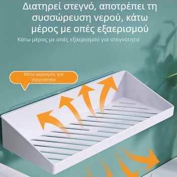 Πλαστικό ράφι τοίχου χωρίς διάτρηση για μπάνιο και κουζίνα – αποθήκευση καλλυντικών και μπαχαρικών