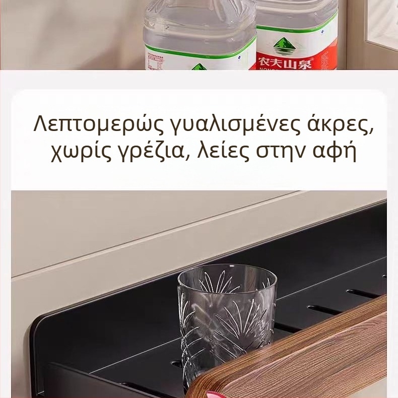 Ξύλινο ράφι κουζίνας τοίχου με πολλαπλά επίπεδα, χωρίς οπές, για καπάκια, μαχαίρια, μαχαιροπίρουνα, κουτάλες, σάλτσες και ξίδια