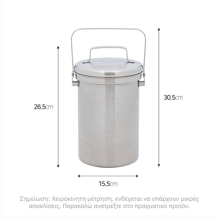 3L κάδος απορριμμάτων φαγητού από ανοξείδωτο ατσάλι 304 με καπάκι, κουζίνα