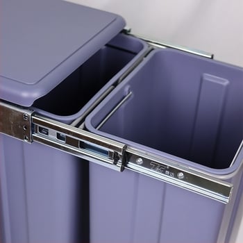 Ενσωματωμένος κάδος κουζίνας με διπλά καλάθια για ντουλάπι, με καπάκι, εξαγόμενο καλάθι, κρυφός κάδος καθαρισμού, διαχωρισμός ξηρού-υγρού