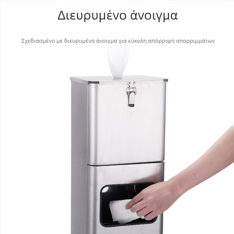 Προσαρμοζόμενος τετράγωνος κάδος για υγρά μαντηλάκια από ανοξείδωτο χάλυβα, εξωτερική δημόσια χρήση