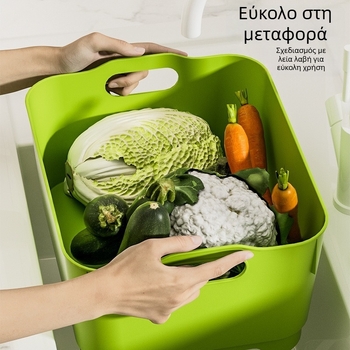 Κάλαθι Αποστράγγισης Μεγάλης Χωρητικότητας για Νεροχύτη Κουζίνας, Πλύσιμο Λαχανικών και Φρούτων, Στέγνωμα Πιάτων (Πράσινο-Λευκό)