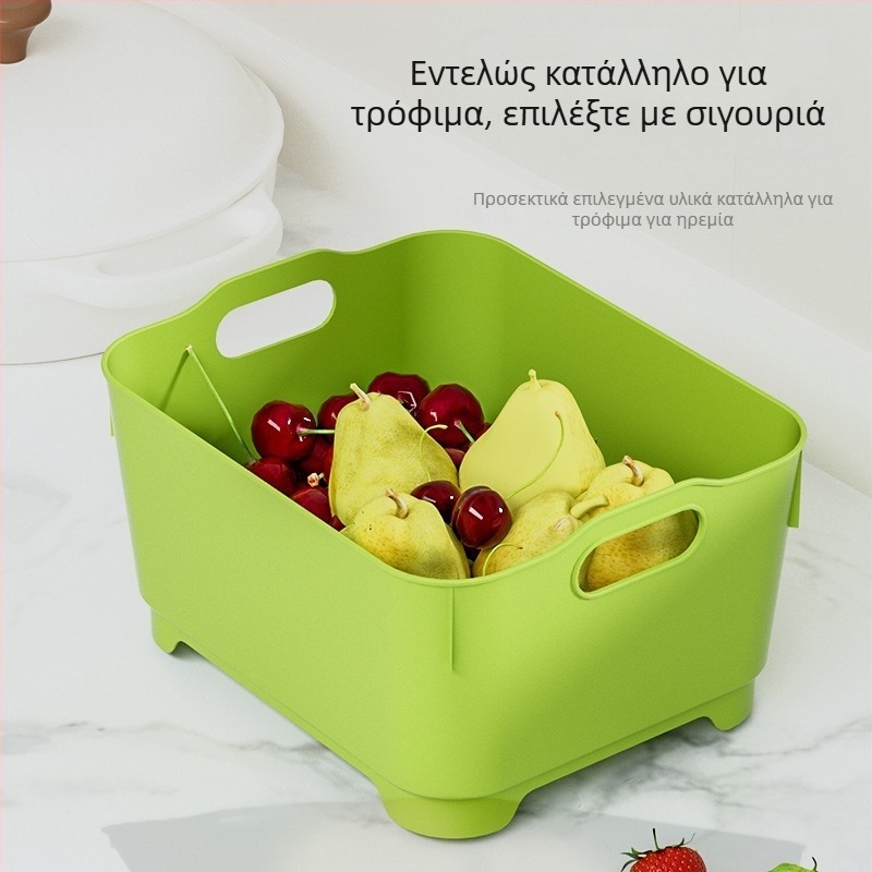 Κάλαθι Αποστράγγισης Μεγάλης Χωρητικότητας για Νεροχύτη Κουζίνας, Πλύσιμο Λαχανικών και Φρούτων, Στέγνωμα Πιάτων (Πράσινο-Λευκό)