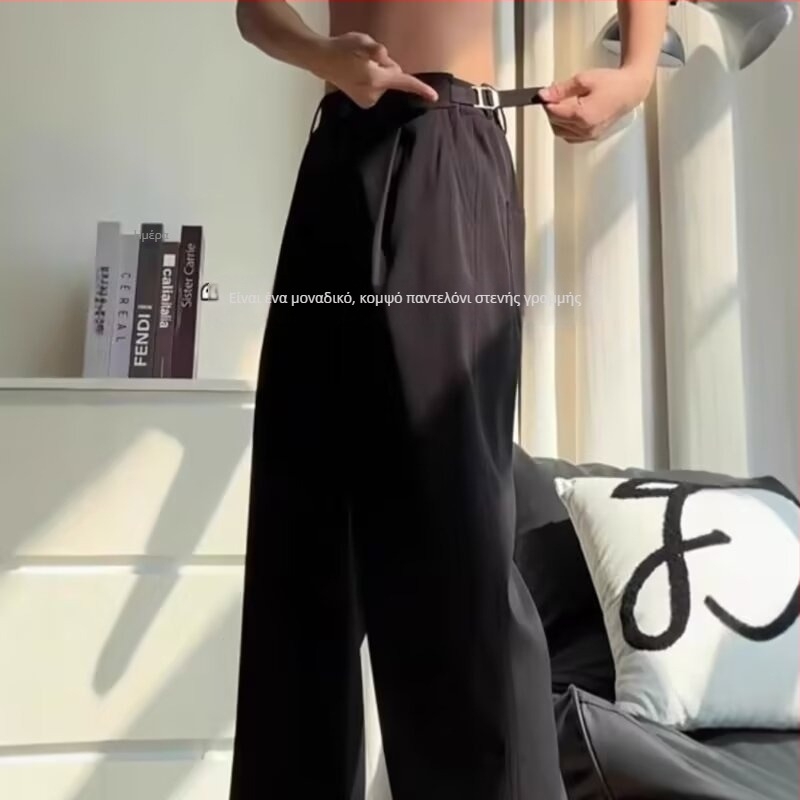 Μαύρα ανδρικά παντελόνια για την άνοιξη, μακριά για ψηλούς, ίσια χαλαρή γραμμή, με κορδόνι κλεισίματος, πολυεστέρας
