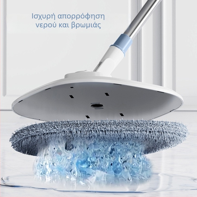 Σφουγγαρίστρα με περιστρεφόμενη επίπεδη κεφαλή, διαχωρισμό βρωμιάς, χωρίς στύψιμο με το χέρι, ξηρό-υγρό καθάρισμα, κουβάς για σφουγγαρίστρα