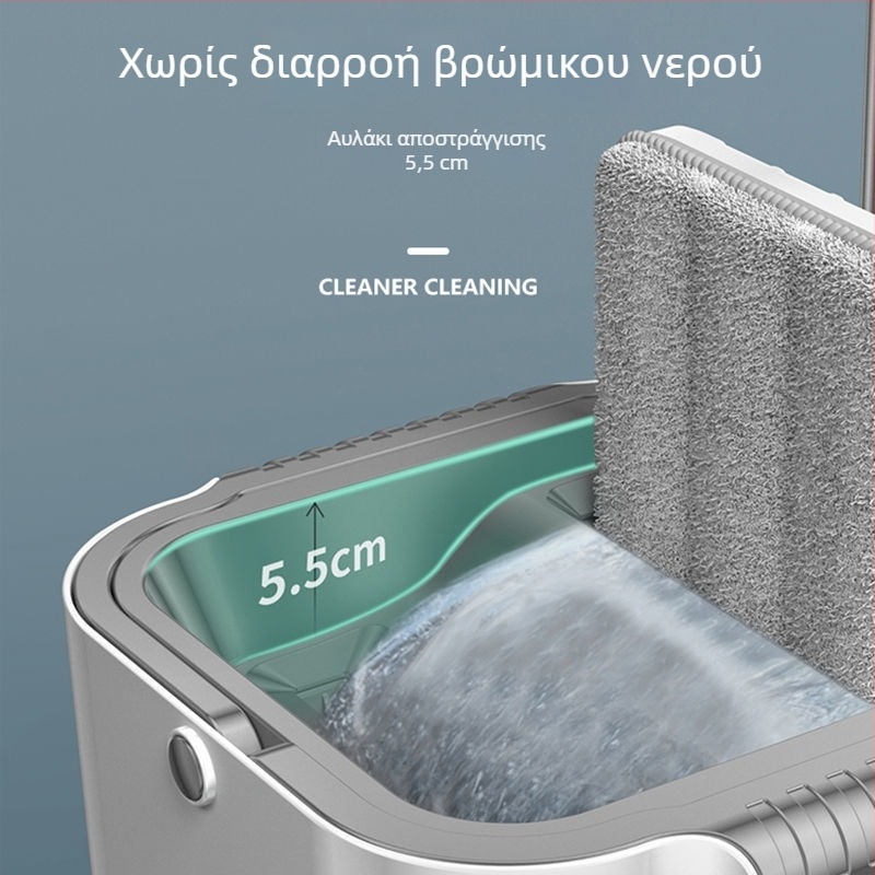 Πυκνωμένη πλατιά σφουγγαρίστρα για οικιακή χρήση, χωρίς πλύσιμο με το χέρι, με κουβά και ξύστρα, για εύκολο καθάρισμα