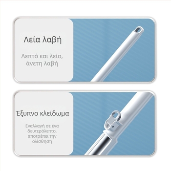 Chenille επίπεδη σκούπα για στεγνό και βρεγμένο καθάρισμα, διπλής χρήσης, χωρίς επαφή με τα χέρια, καθάρισμα σε ένα βήμα
