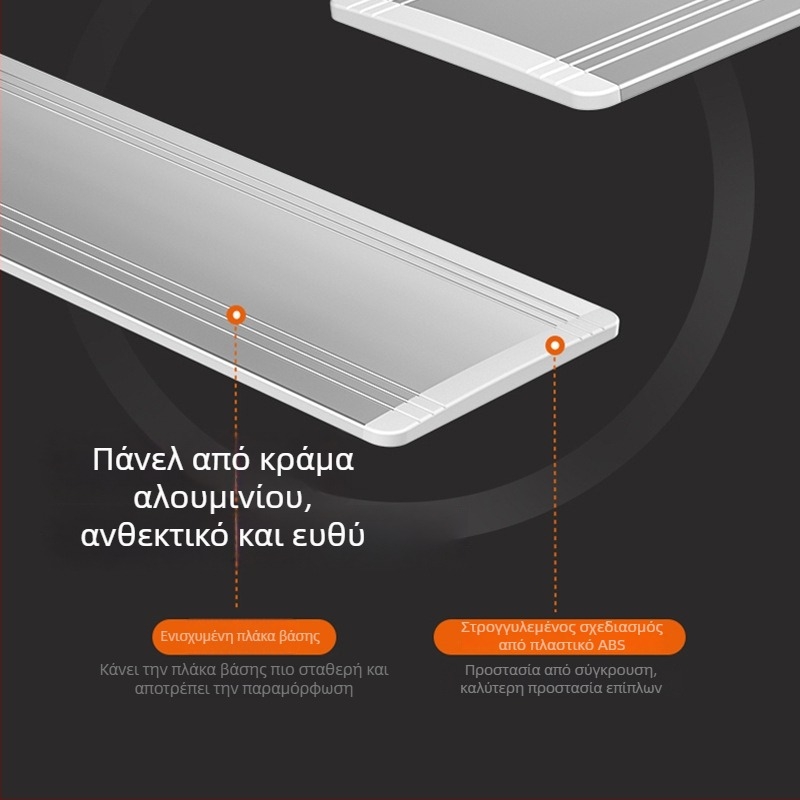 Οικιακή επίπεδη σφουγγαρίστρα χωρίς χρήση χεριών, κεφάλι από κράμα αλουμινίου, κοντάρι από ανοξείδωτο χάλυβα, μικροϊνες, μήκος 60 cm