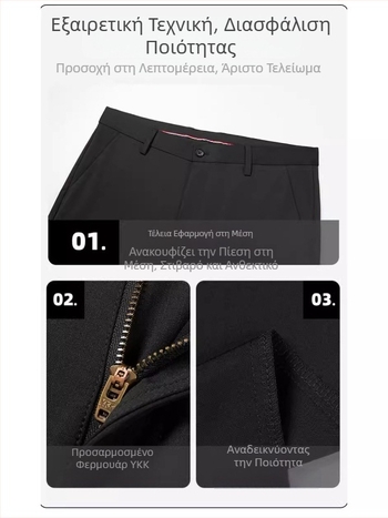 Ανδρικά μαύρα παντελόνια casual για άνοιξη, ίσια γραμμή, άνετο ελαστικό ύφασμα