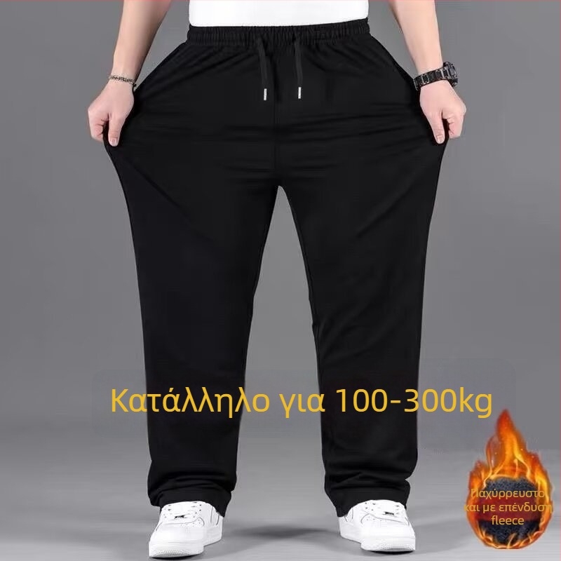 Ανδρικά χειμωνιάτικα παντελόνια με φλίς επένδυση, ίσια γραμμή, χαλαρή εφαρμογή, σε μεγάλα μεγέθη, μακριά, καθημερινά παντελόνια