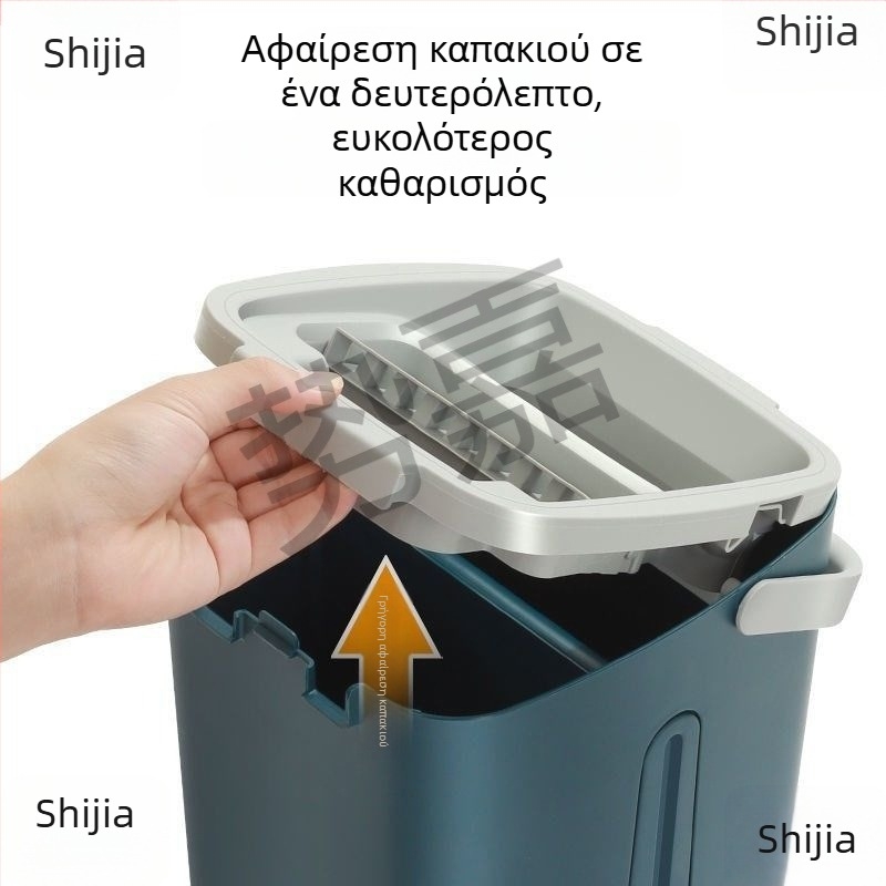 Παχύτερη οικιακή επίπεδη σφουγγαρίστρα με κουβά, διπλής κίνησης για στεγνό και βρεγμένο καθάρισμα