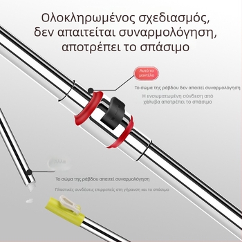 Άξονας σφουγγαρίστρας από ανοξείδωτο χάλυβα, περιστρεφόμενος, καθολικός, τηλεσκοπικός, με μοχλό χειρισμού, μακρύς και παχύτερος ράβδος για κεφαλή σφουγγαρίστρας.