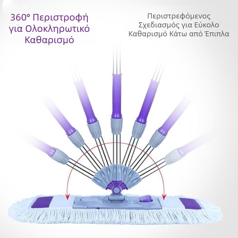Πλατύς σφουγγαρίστρα για οικιακή χρήση, διπλής λειτουργίας βρεγμένου/ξηρού, χωρίς στύψιμο, απορροφητικός και ανθεκτικός με ατσάλινη ράβδο