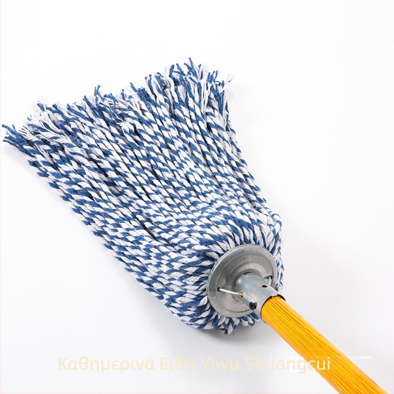 Σφουγγαρίστρα με ξύλινο κοντάρι, καθαρό βαμβακερό ύφασμα, απορροφητική, κατάλληλη για ξενοδοχεία, διαχείριση ακινήτων και σχολεία, στεγνή και βρεγμένη χρήση, προσαρμόσιμο μήκος, μπαμβα εξ νήματα