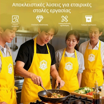 Προσαρμοζόμενη αδιάβροχη και ανθεκτική στο λίπος ποδιά catering, χωρίς μανίκια, ένα μέγεθος, εκτύπωση λογότυπου