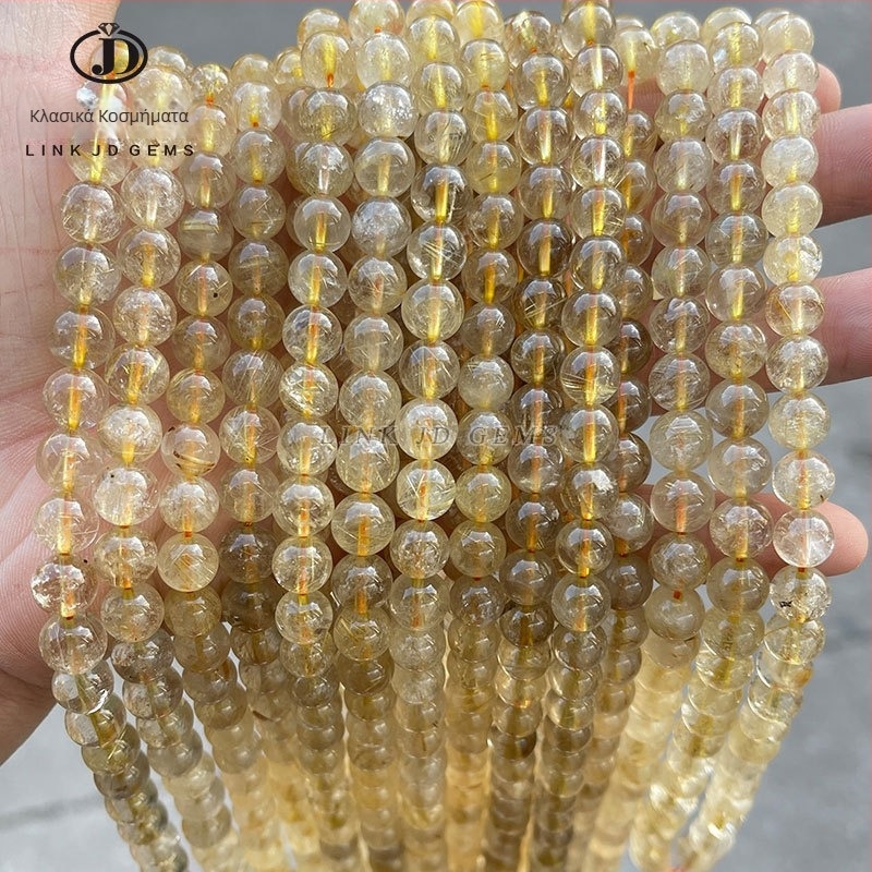 8mm στρογγυλά κρύσταλλα, φυσικά ξανθά, για DIY κοσμήματα – εξαρτήματα για κολιέ και βραχιόλια