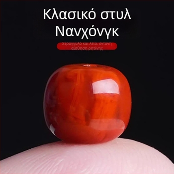 Φυσικά κόκκινα αχάτης μπίλιες σε παλιό στυλ για ζώνη και σωληνοειδείς μορφές, με χαλαρά μπίλια για βουδιστικά προσευχόμενα και Rudraksha