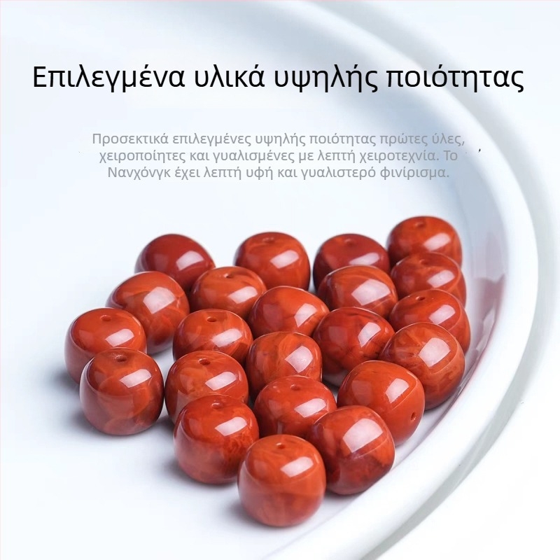 Φυσικά κόκκινα αχάτης μπίλιες σε παλιό στυλ για ζώνη και σωληνοειδείς μορφές, με χαλαρά μπίλια για βουδιστικά προσευχόμενα και Rudraksha