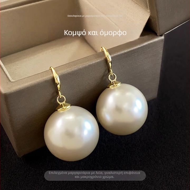 Γκρι τεχνητά μαργαριτάρια – σκουλαρίκια με U-σχήματος άγκιστρο, ρετρό κομψό στυλ