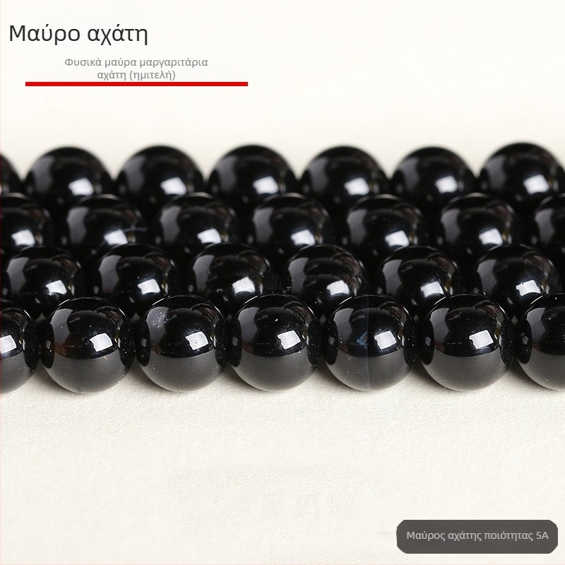 8 mm φυσικές μαύρες όνυχες στρογγυλές χάντρες για DIY κοσμήματα — για κολιέ και βραχιόλι
