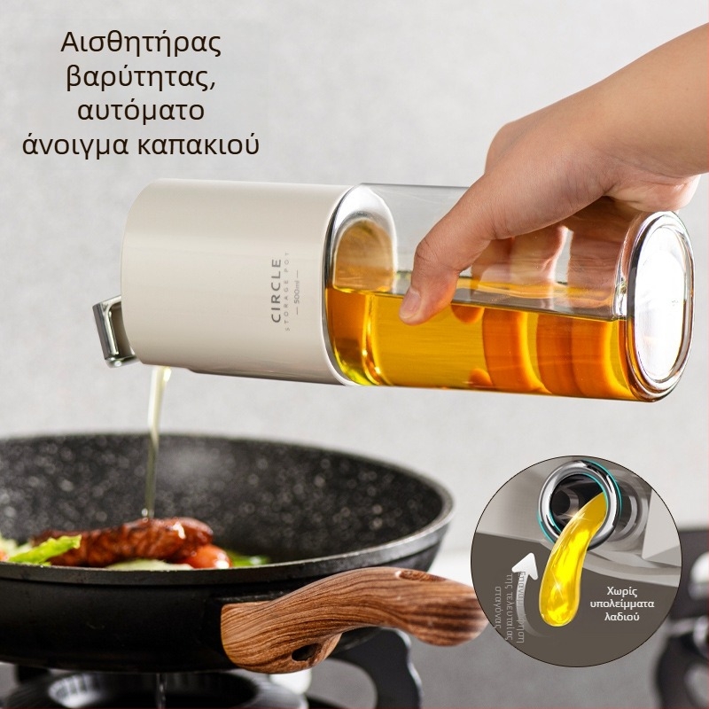 Γυάλινο δοχείο λαδιού για κουζίνα με αδιαρροϊκό καπάκι από ανοξείδωτο ατσάλι, δοχείο καρυκευμάτων μεγάλης χωρητικότητας για σόγια σος και ξύδι