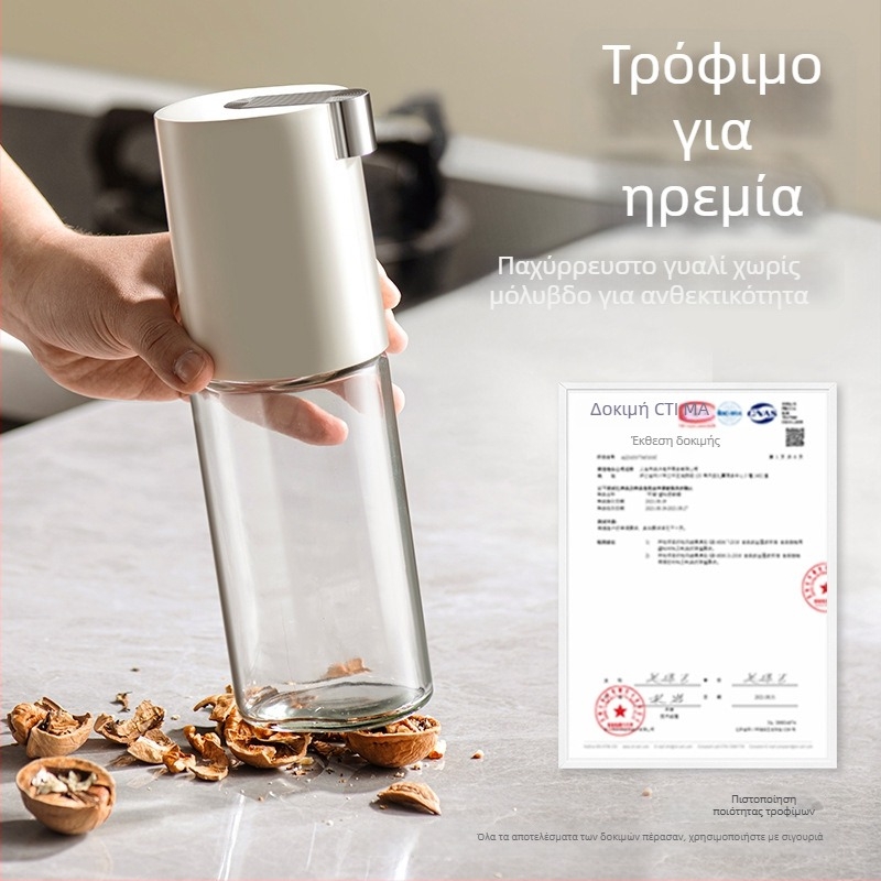 Γυάλινο δοχείο λαδιού για κουζίνα με αδιαρροϊκό καπάκι από ανοξείδωτο ατσάλι, δοχείο καρυκευμάτων μεγάλης χωρητικότητας για σόγια σος και ξύδι