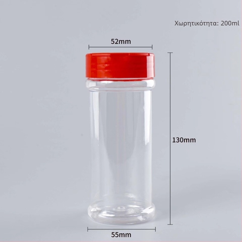 Διάφανο πλαστικό βάζο 200 ml με καπάκι πεταλούδας για σκόνη πιπεριού – οικιακό δοχείο διανομής καρυκεύματος