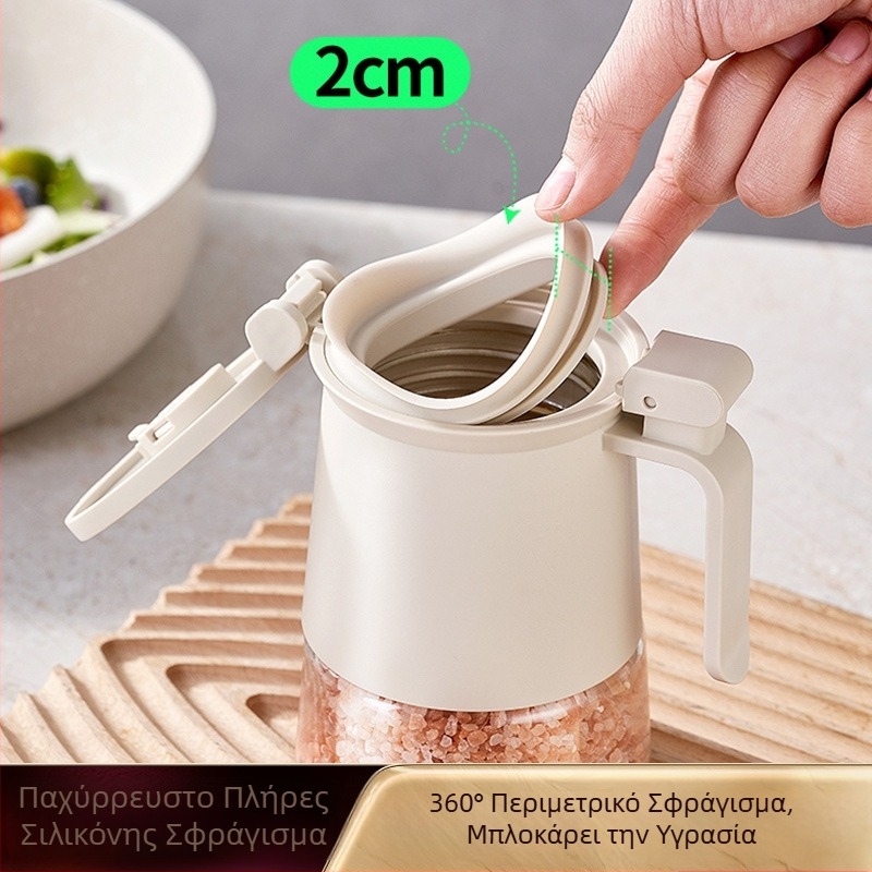 Κρυστάλλινο βάζο αλατιού και μπαχαρικών, γυάλινο σφραγιζόμενο δοχείο κουζίνας για οικιακή χρήση