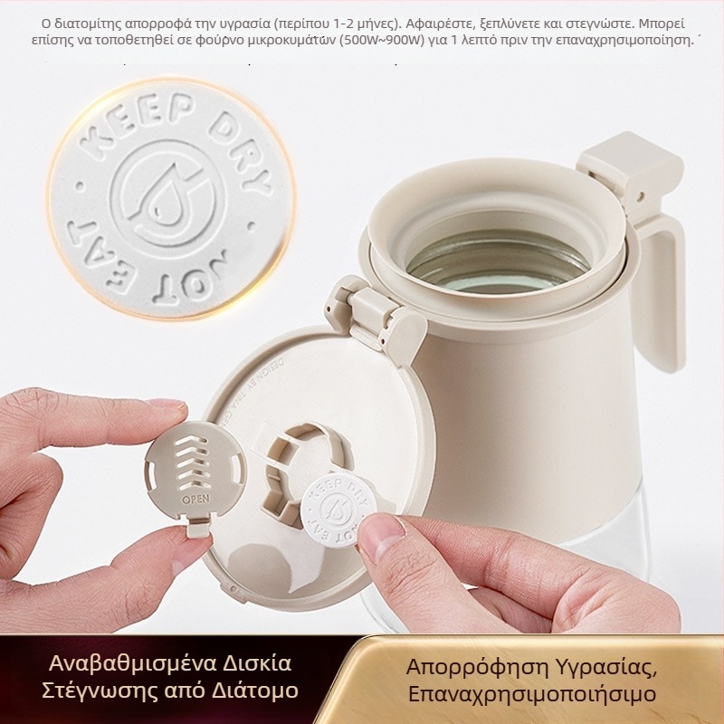 Κρυστάλλινο βάζο αλατιού και μπαχαρικών, γυάλινο σφραγιζόμενο δοχείο κουζίνας για οικιακή χρήση