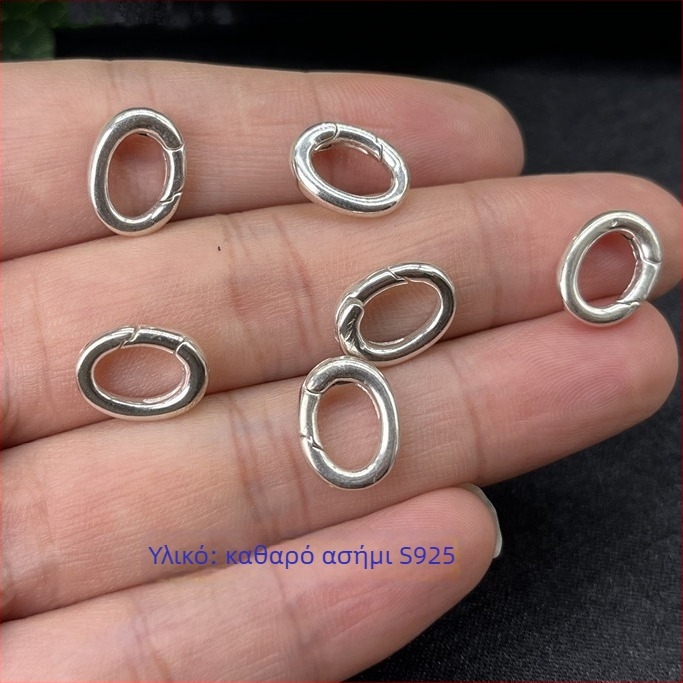 S925 Ασήμι Sterling, παχύτερος οβάλ συνδετήρας για κολιέ και βραχιόλι, μενταγιόν, DIY αξεσουάρ