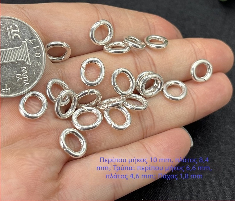 S925 Ασήμι Sterling, παχύτερος οβάλ συνδετήρας για κολιέ και βραχιόλι, μενταγιόν, DIY αξεσουάρ