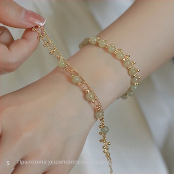 Βραχιόλι Hetian Jade – Φυσικός Λίθος, Αρχικός Λουλουδάτος Σχεδιασμός για Γυναίκες, Αιθέριο Λευκό, Φρέσκο Στυλ