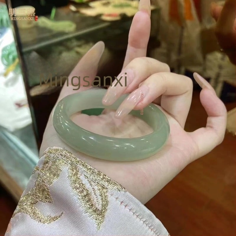 Βραχιόλι από Dongling Jade, πράσινο Hetian Jade, Α-κατηγορίας, γυαλισμένο