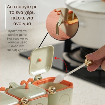 Προσαρμοσμένο σετ καρυκευμάτων οικιακής χρήσης με διαχωρισμένο δοχείο για αλάτι και γλουταμικό νάτριο