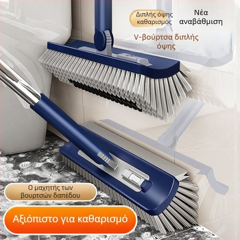 Διπλής επιφάνειας βούρτσα καθαρισμού μπάνιου χωρίς νεκρές γωνίες, βούρτσα δαπέδου, βούρτσα για σχισμές γύρω από την τουαλέτα, με μακριά λαβή