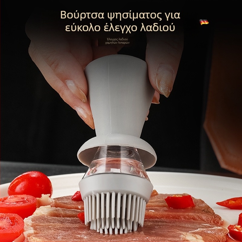 Γυάλινο μπουκάλι λαδιού με ενσωματωμένη βούρτσα – μοντέρνο αξεσουάρ κουζίνας