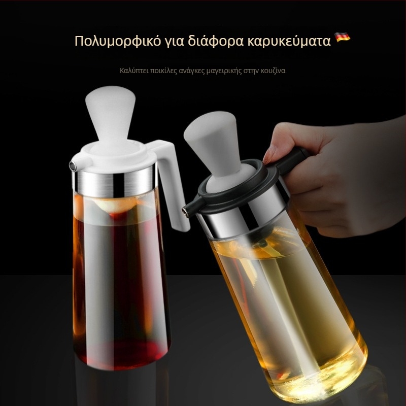 Γυάλινο μπουκάλι λαδιού με ενσωματωμένη βούρτσα – μοντέρνο αξεσουάρ κουζίνας
