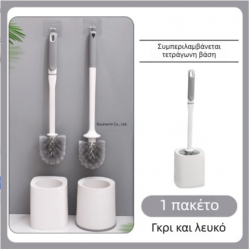 Σετ βούρτσας καθαρισμού τουαλέτας με βάση, μακριά λαβή, τοποθέτηση στον τοίχο, μαλακή τρίχα για γωνίες