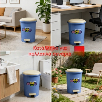 Κάδος απορριμμάτων σε καρτούν στυλ, μεγάλης χωρητικότητας, με καπάκι και πετάλι ποδιού, για οικιακό μπάνιο