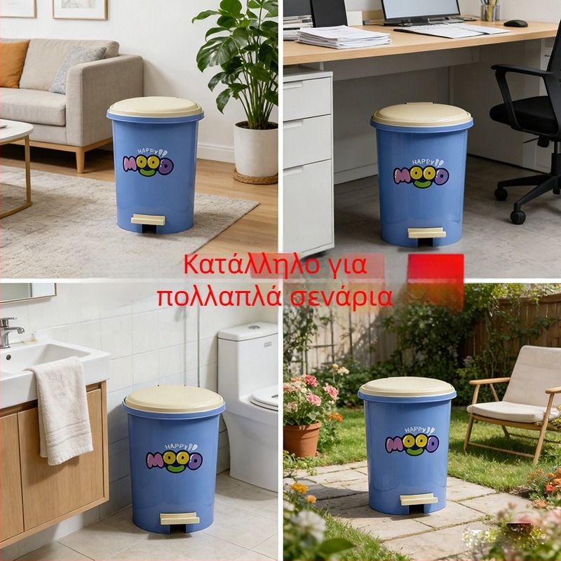 Κάδος απορριμμάτων σε καρτούν στυλ, μεγάλης χωρητικότητας, με καπάκι και πετάλι ποδιού, για οικιακό μπάνιο