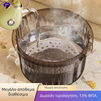 Διαφαντικό πλαστικό μπανάκι ποδιών με μασάζ, παχύτερο, μεγάλο μέγεθος, αυξημένο ύψος, πολυχρηστικό.