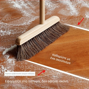 Σετ βούρτσας με τρίχες αλόγου και κάδο σκόνης, ελαφρύ για οικιακή χρήση, ξύλινη λαβή