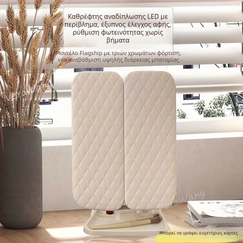 LED έξυπνο επιτραπέζιο καθρέφτης μακιγιάζ με ρυθμιζόμενη γωνία και ενσωματωμένο κουτί αποθήκευσης τριών όψεων, αναδιπλούμενο