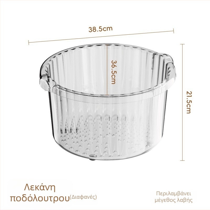 Οικιακή λεκάνη ποδιών με μασάζ, μεγάλη, παχύτερη, ανυψωμένος σχεδιασμός, διαφανής