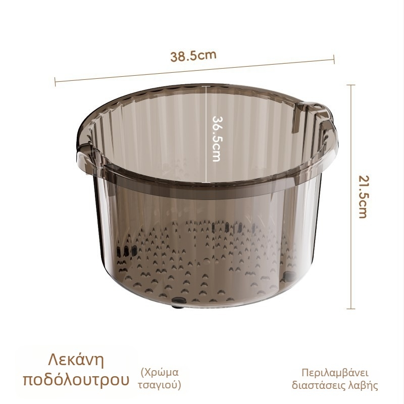 Οικιακή λεκάνη ποδιών με μασάζ, μεγάλη, παχύτερη, ανυψωμένος σχεδιασμός, διαφανής