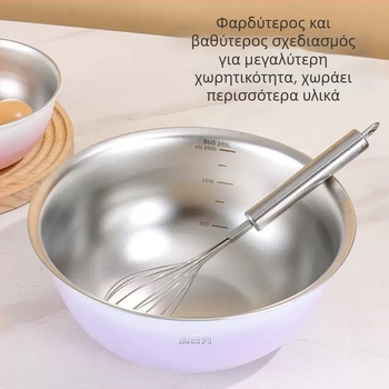 Ανοξείδωτο μπολ σαλάτας για οικιακή χρήση, με βαθιά λεκάνη για πλύσιμο λαχανικών, χτύπημα αυγών και ζύμωμα ζύμης