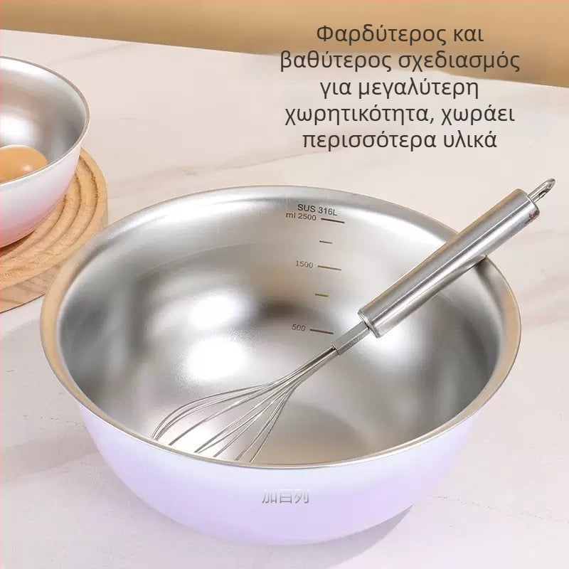 Ανοξείδωτο μπολ σαλάτας για οικιακή χρήση, με βαθιά λεκάνη για πλύσιμο λαχανικών, χτύπημα αυγών και ζύμωμα ζύμης
