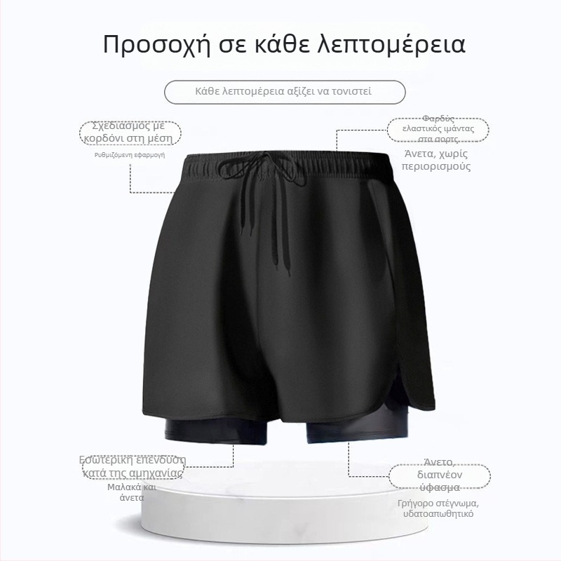 Αντρικά μαγιό κολύμβησης με γρήγορο στέγνωμα, διπλής στρώσης επένδυση, για κολύμβηση και τρέξιμο, μοντέλο 3600